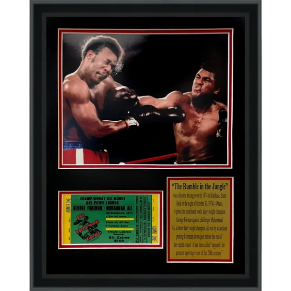 Muhammad Ali & George Foreman "Rumble In The Jungle" Framed 8x10 Photo with Replica Ticket