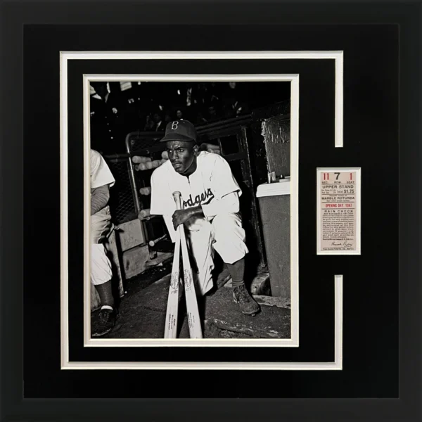 Jackie Robinson Brooklyn Dodgers 1st MLB Game 8x10 Photo Deluxe Framed with Replica Game Ticket