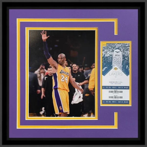 Kobe Bryant Final Game Los Angeles Lakers 8x10 Photo Deluxe Framed with Replica Game Ticket