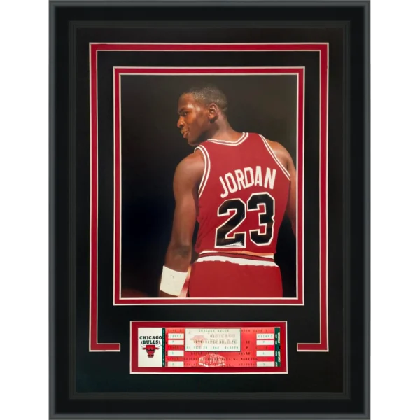 Michael Jordan Chicago Bulls 8x10 Photo Deluxe Framed with First Game Replica Ticket Stub