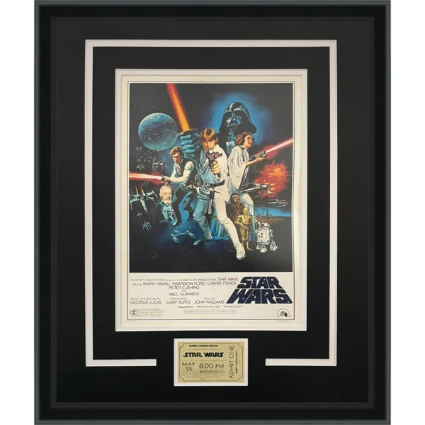 Star Wars 11x14 Movie Poster Deluxe Framed with Replica Debut Movie Ticket