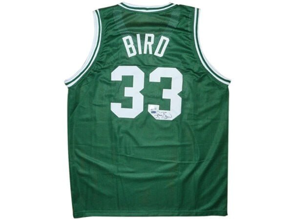 Larry Bird Autographed Boston (Green #33) Custom Jersey - Beckett Witness