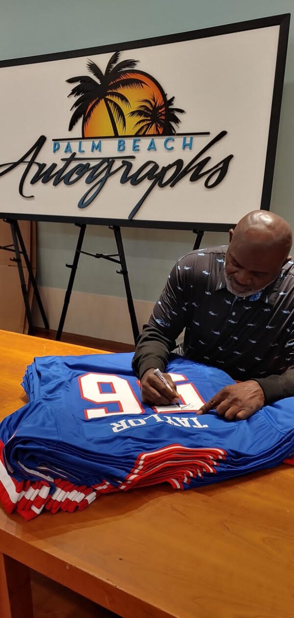 Lawrence Taylor Autographed New York Giants (Blue #56) Custom Jersey - JSA - Image 2