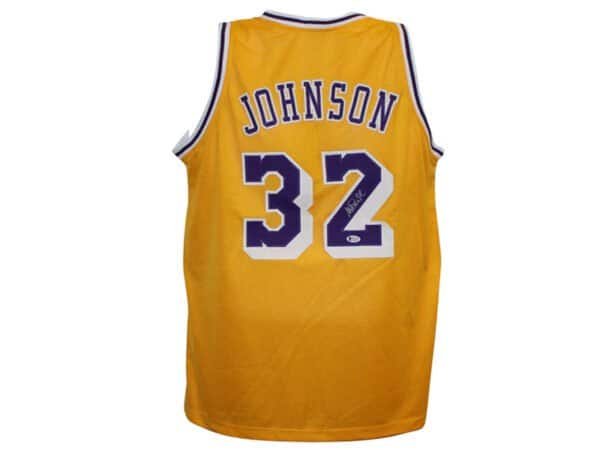 Magic Johnson Autographed Los Angeles (Yellow #32) Custom Jersey - Beckett